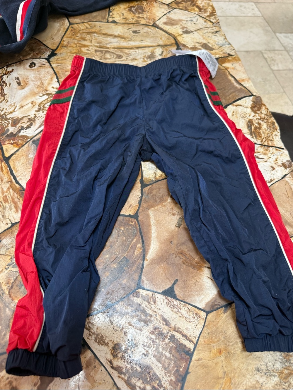 Gucci Kids Navy and Red Track Pants with Side Stripe